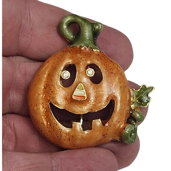 Vtg 1980s TC Tanya Creations Pewter Black Enamel Rhinestone Swirl Pin Brooch - Picture 3 of 4